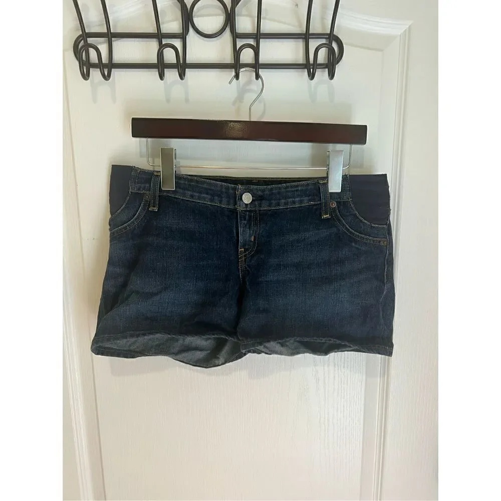 Gap Maternity Jean Shorts side stretch 6 - Picture 1 of 11